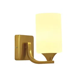 KINIS Gold-Toned & White Metal Cylinder Shaped Wall Lamp image 4