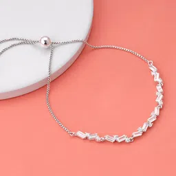 GIVA Rhodium-Plated 925 Stone-Studded Sterling Silver Bracelet image 1