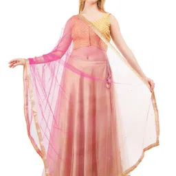 Way2Like Embellished Beads and Stones Net Scarf Hijab Dupatta-image-0