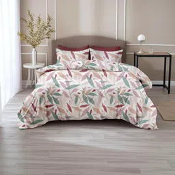 LORETO Pink Floral 210 TC Bedsheet with 2 Pillow Covers image 2