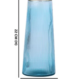 TAYHAA Celeste Skyline Blue Striped Glass Flower Vase image 3