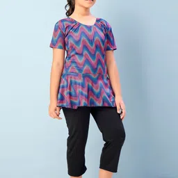 Muhuratam Girls Sports Wear Green Colour Abstract Print Nylon Swim Suit With Goggle-image-6