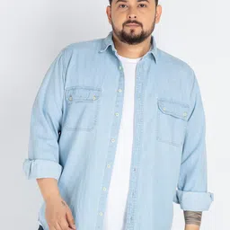 UNSIZED Men Plus Size Comfort Oversized Fit Spread Collar Solid Cotton Casual Shirt-picture-17