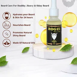 ROGZI Beard Growth Oil - 30 ml With Derma Roller - 0.5mm image 3