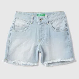United Colors of Benetton Girls Cotton Solid Regular Fit Washed Shorts-picture-39