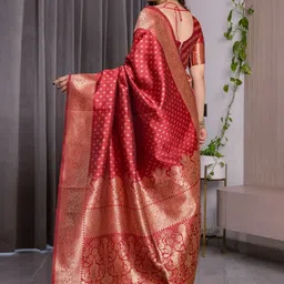 RUNAYA NX Ethnic Motifs Woven Design Zari Banarasi Saree With Blouse Piece image 4
