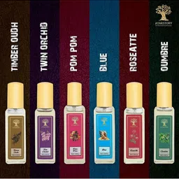 ATARSTORY Set Of 6 Timber Oudh, Twin Orchid, Pom Pom, Blue, Roseatte & Oumbre Perfume image 3