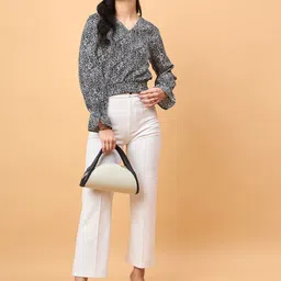 NEESH Animal Print Puff Sleeve Crepe Top image 5