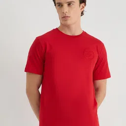 GANT Men Solid Round Neck Crest Graphic Cotton T-shirt-picture-22