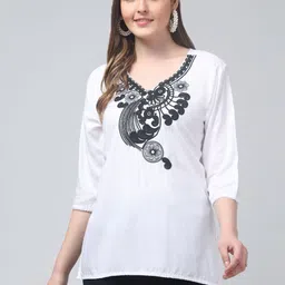 ERUDITE CLUB Ethnic Motifs Embroidered V-Neck Thread Work Thread Work Kurti-picture-11