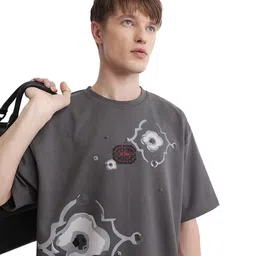 RARE RABBIT Men Graphic Printed Round Neck Cotton Oversized T-shirt-picture-17