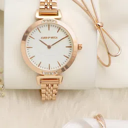 JOKER & WITCH Gold-Toned & White Petal Wish Love Triangle Watch Gift Set JWLT384-picture-19