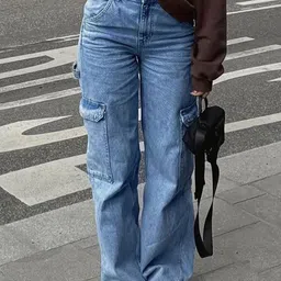 ROBECULT COLLECTION Women Wide Leg High-Rise Light Fade Acid Wash Stretchable Jeans-image-49