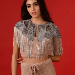 ODETTE Embellished Party Crop Waterfall Shrug-picture-39