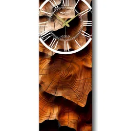 OLIVE TREE Black & Brown Printed Wooden Contemporary Rectangle Shaped Wall Clock image 5