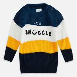 Pantaloons Baby Boys Teal & WhiteColourblocked Acrylic Pullover-picture-30