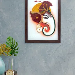 Golden Peacock Ganesha Quilling Wall Art-image-44