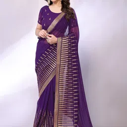 FABMORA Polka Dot Embroidered Pure Georgette Saree-picture-27