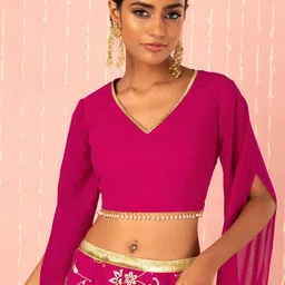 INDYA X NIKHIL THAMPI V-Neck Exaggerated Sleeve Top-picture-26