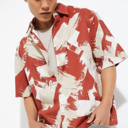 max Abstract Printed Spread Collar Pure Cotton Shirt-picture-26