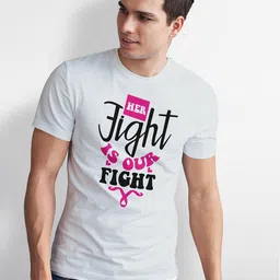 Seekbuylove Men Bio Finish Her Fight Is Our Round Neck Pure Cotton T-shirt image 4