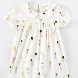 Xsole Girls Printed Peter Pan Coller Puff Sleeve Fit & Flare Dress-picture-51