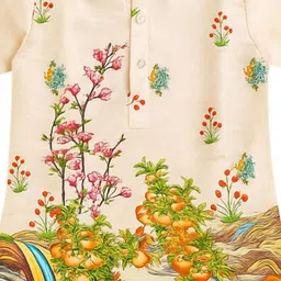 Covetus Boys Floral Printed Regular Pure Cotton Kurta with Pyjamas image 4