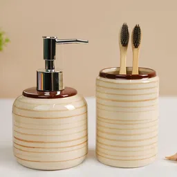 MARKET99 Set Of 2 Fine-Lined Ceramic Bathroom Set-picture-16