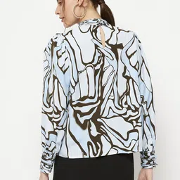 Madame Women Abstract Printed High Neck Top image 3
