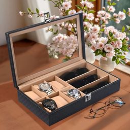 RUBOXA Black 8-Slots Wrist Watch Organiser Box-picture-15
