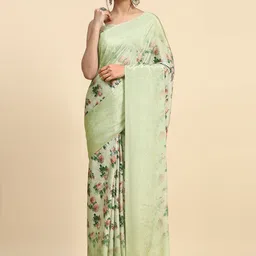 RACHNA Floral Printed Satin Mangalagiri Saree-image-40