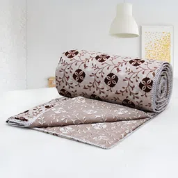 Aurave Iris Coffee Brown & Off White Floral Cotton AC Room 150 GSM Double Bed Dohar-picture-25