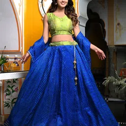 Jaipur Folk Embroidered Ready To Wear Lehenga & Unstitched Blouse With Dupatta-picture-41
