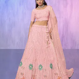 Fusionic Embroidered Thread Work Semi-Stitched Lehenga & Unstitched Blouse With Dupatta-picture-28