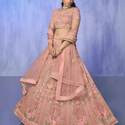 Fusionic Embroidered Thread Work Semi-Stitched Lehenga & Unstitched Blouse With Dupatta-picture-33