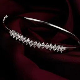 GIVA Women Silver-Toned & White Sterling Silver Cubic Zirconia Antique Rhodium-Plated Bangle-Style Bracelet-picture-49