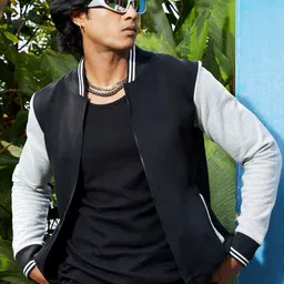 Campus Sutra Black Windcheater Cotton Bomber Jacket-picture-11