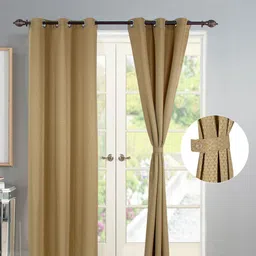 Deco Window Beige Set of 2 Geometric Room Darkening Door Curtain-picture-26