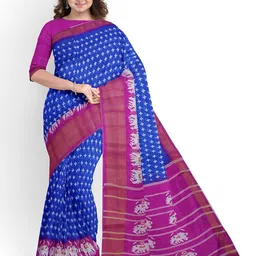 KALINI Blue & Pink Kalamkari Silk Blend Bhagalpuri Saree-picture-36