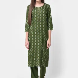 Pistaa Women Green Ethnic Motifs Printed Gotta Patti Kurta with Trousers-image-28