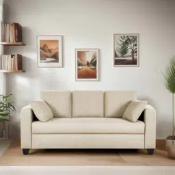 mintwud from pepperfry Bingo Fabric 3 Seater Sofa In Creamy Cashmere Colour-picture-42