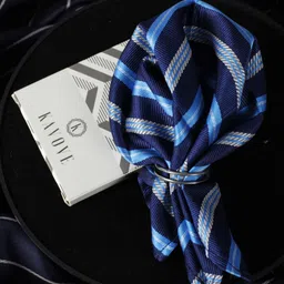 kavove KOVOVE Navy Blue & Blue Striped Pocket Square-picture-13