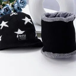 PASSION PETALS Kids Printed Woollen Beanie With Scarf-picture-51