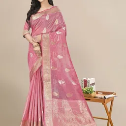 Mitera Woven Design Zari Linen Blend Saree image 1
