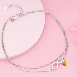 GIVA 925 Sterling Silver Rhodium-Plated Forever Heart Anklets-picture-27
