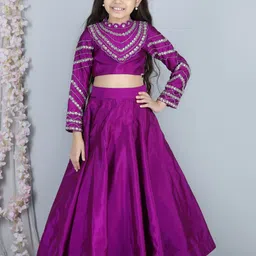 THE LITTLE CELEBS Girls Embellished Beads and Stones Ready to Wear Lehenga &-picture-11