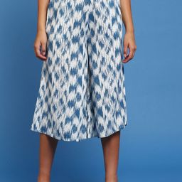 De Moza Women Abstract Printed High-Rise Plain Three-Fourth Culottes Trousers-picture-16