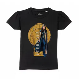 Marvel by Wear Your Mind Girls Black Eternals Printed Pure Cotton T-shirt-picture-42