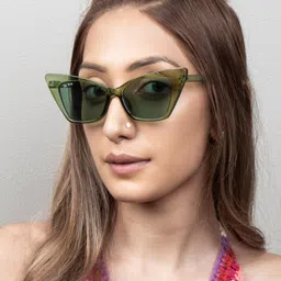 Ted Smith Women Green Lens & Green Cateye Sunglasses with UV Protected Lens-image-19