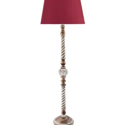 homesake Classic Twister Antique White Finish Wooden Floor Lamp with Red Shade image 4